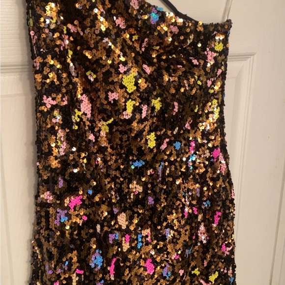 Cosmopolitan mini Dress The Population Y2K Leopard Rainbow Sequin ,sexy and fun - Picture 2 of 4